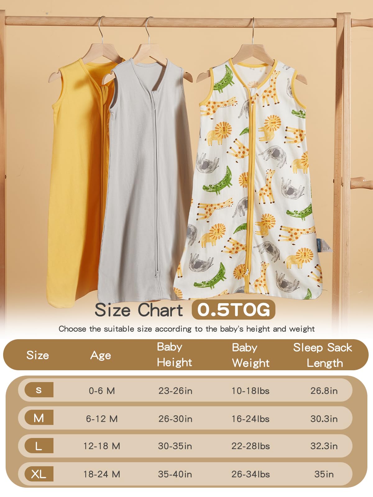 TILLYOU sleep sack wide-leg room supports natural movement and growth.