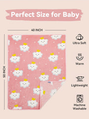 TILLYOU pink cloud pattern on toddler blanket adds playful charm.
