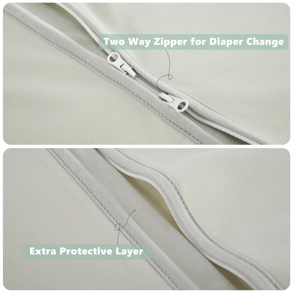 TILLYOU sleep sack with wide leg room supports growing babies' movement.