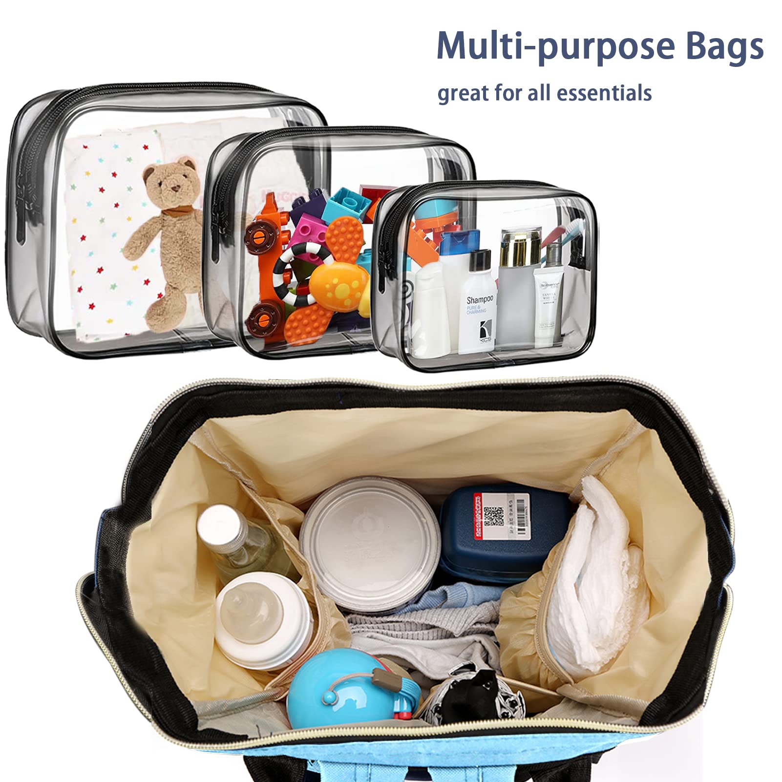 Timberer diaper bag with organizing pouches demonstrates modular storage for travel