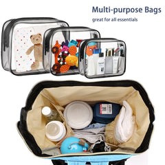 Timberer diaper bag with organizing pouches demonstrates modular storage for travel