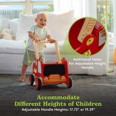 Timberoo walker storage compartment enables toy carrying on the go