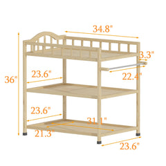 Timechee Paintless Pine Changing Table shelves storage shows organized diaper basics