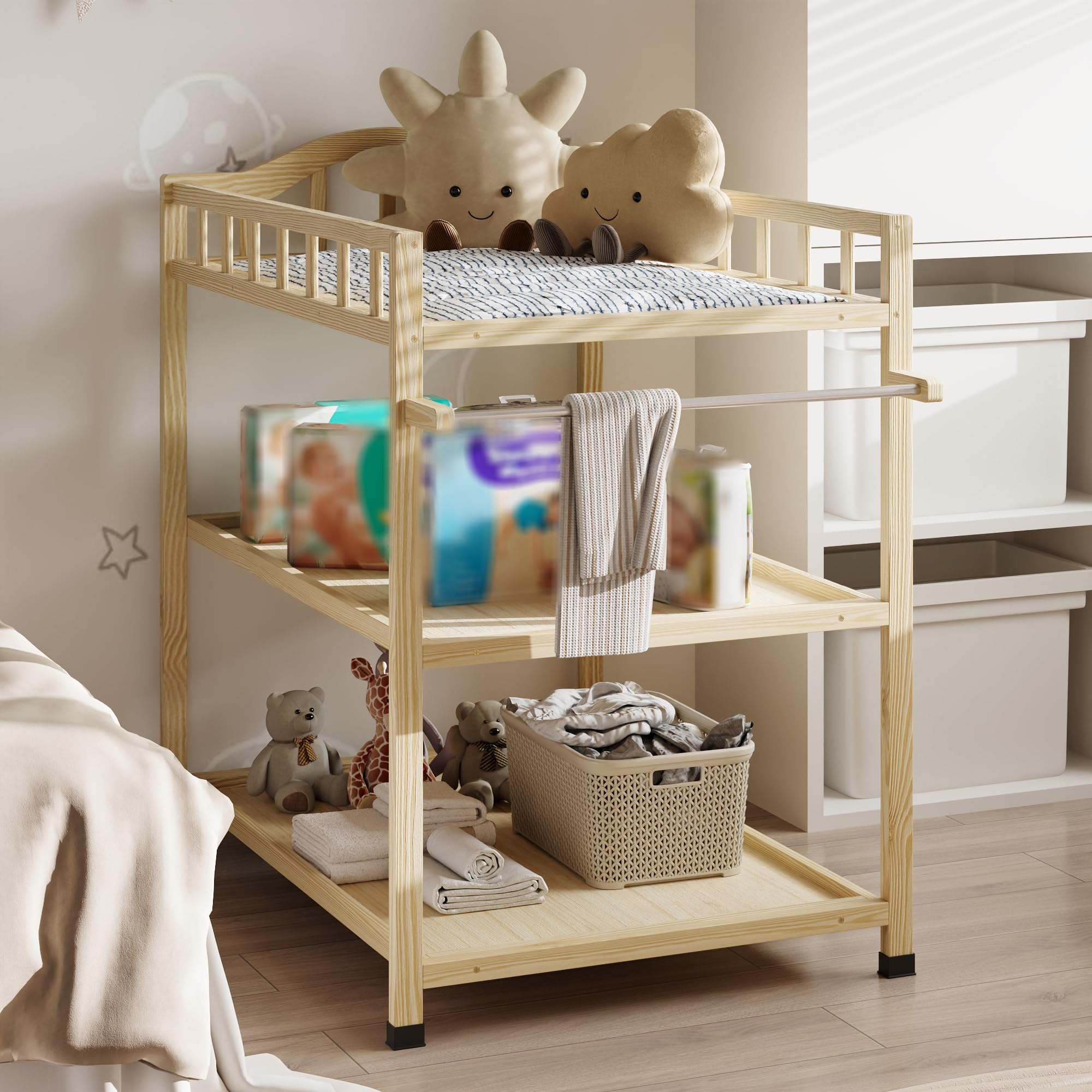 Timechee Changing Table with 1-year warranty emphasizes reliable durable nursery furniture