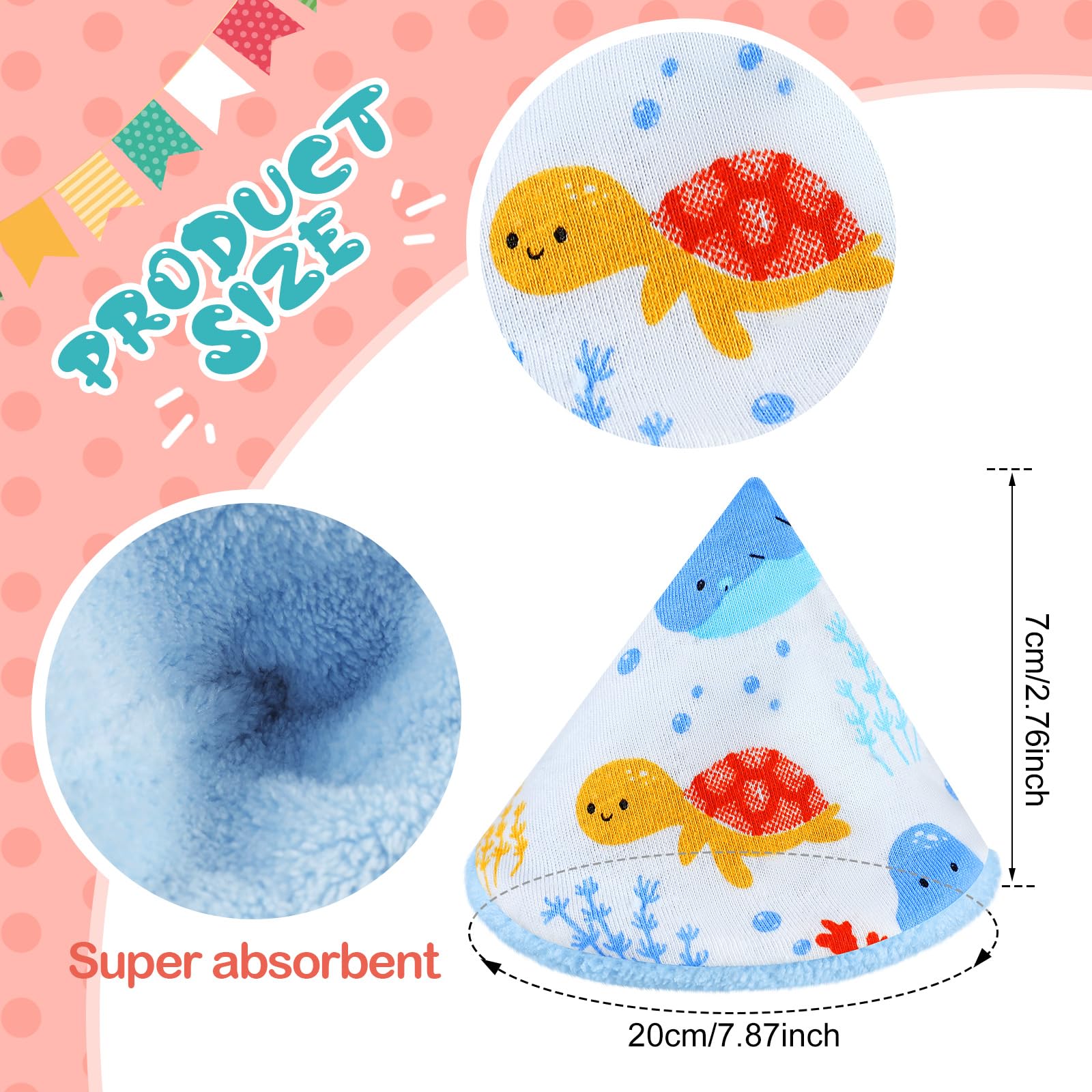 Timgle cone-shape pee cover design containing mess during diaper changes.