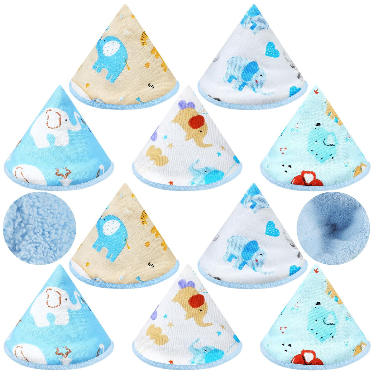 Timgle coral velvet pee covers package shows ten-piece set with vibrant designs for easy diaper changes.