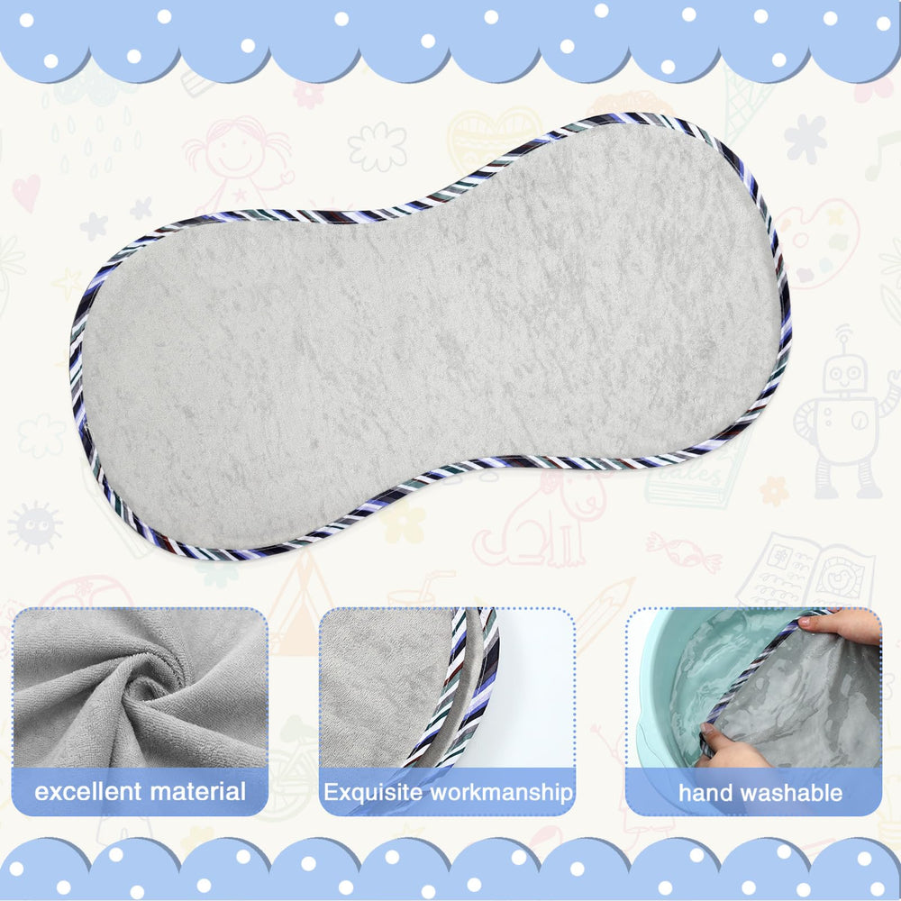 Timgle peanut-shape liner in gray keeps moisture away for neater diaper changes.