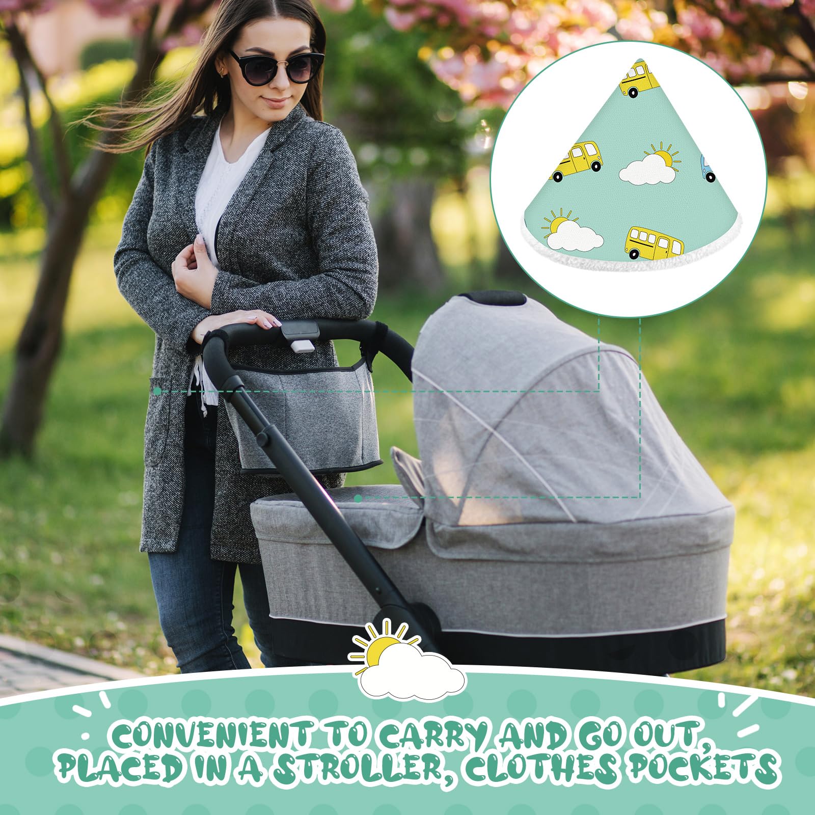 Timgle travel-friendly covers fit neatly in a diaper bag