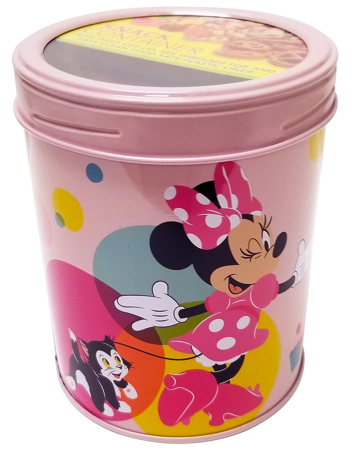 The Tin Box Company Minnie snack container with window for quick on-the-go snack visibility.
