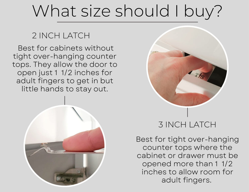Tin Soldier latch in kitchen-drawer setup shows discreet, inside-mount design.