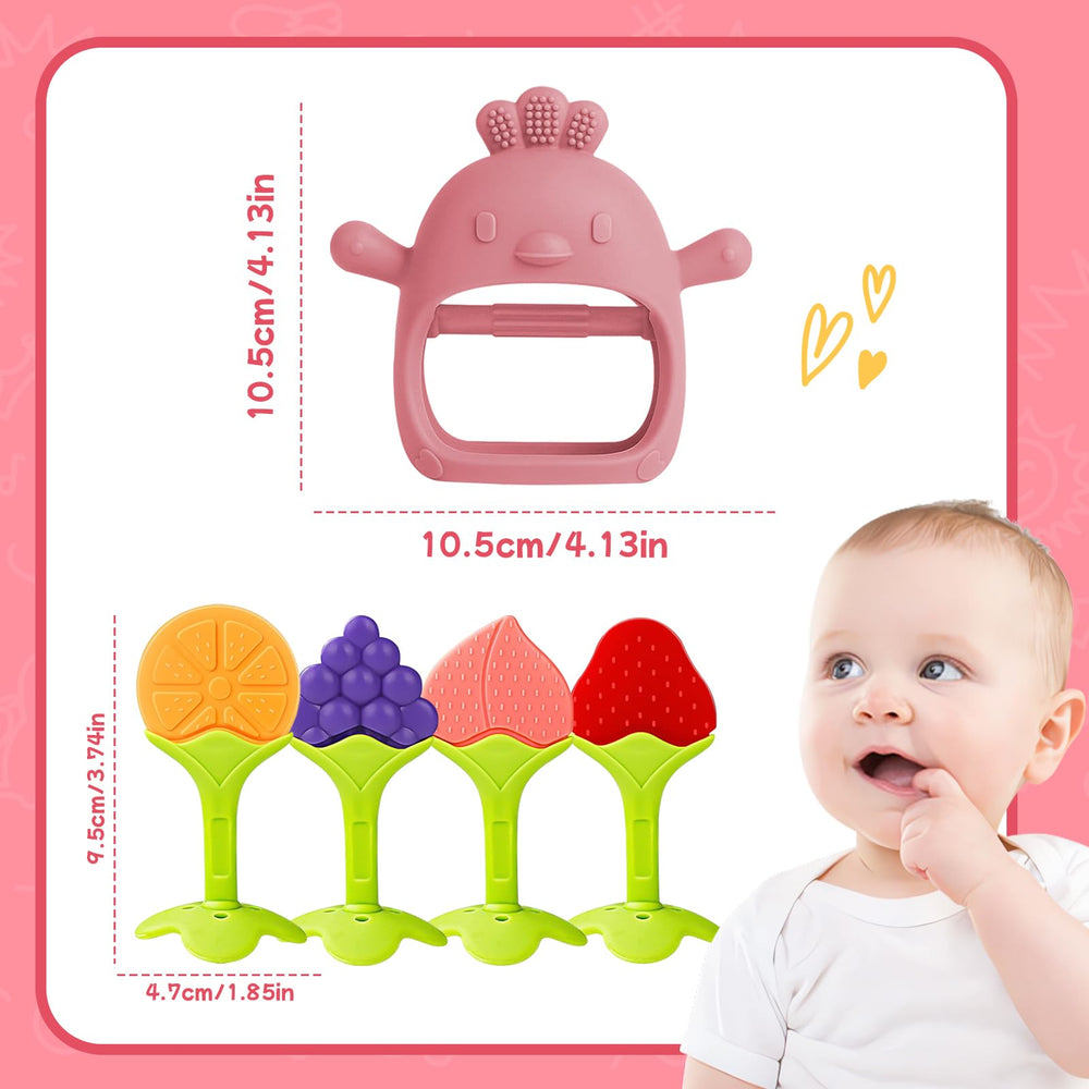 Tinabless teether mitten on baby hand demonstrates easy mouthing and soothing