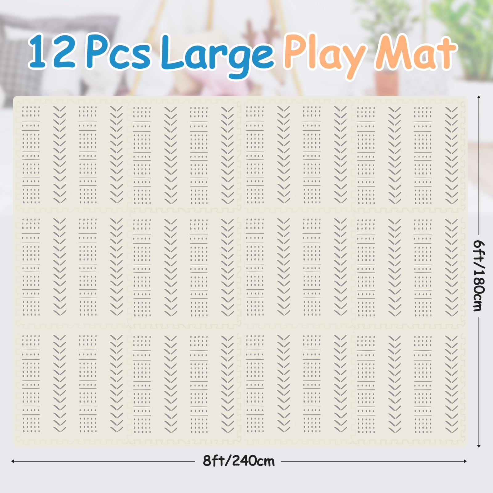 Tinideya cream color puzzle mats forming a wide, inviting tummy-time play area.