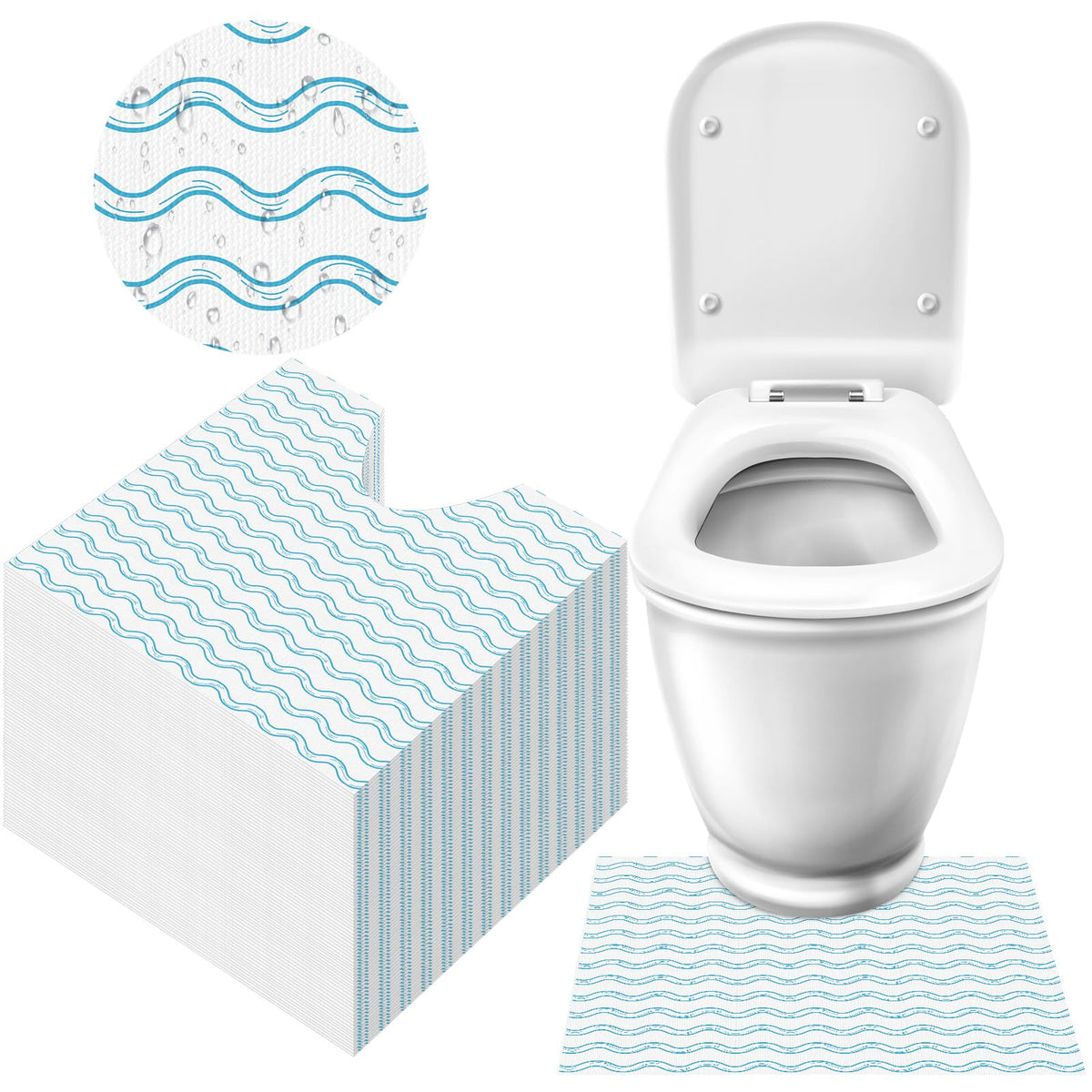 Tinideya disposable toilet mat coverage for full toilet-area protection.
