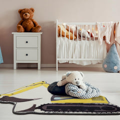 Tinideya Excavator Bedroom Rug non-slip backing keeps it securely in place on smooth floors.