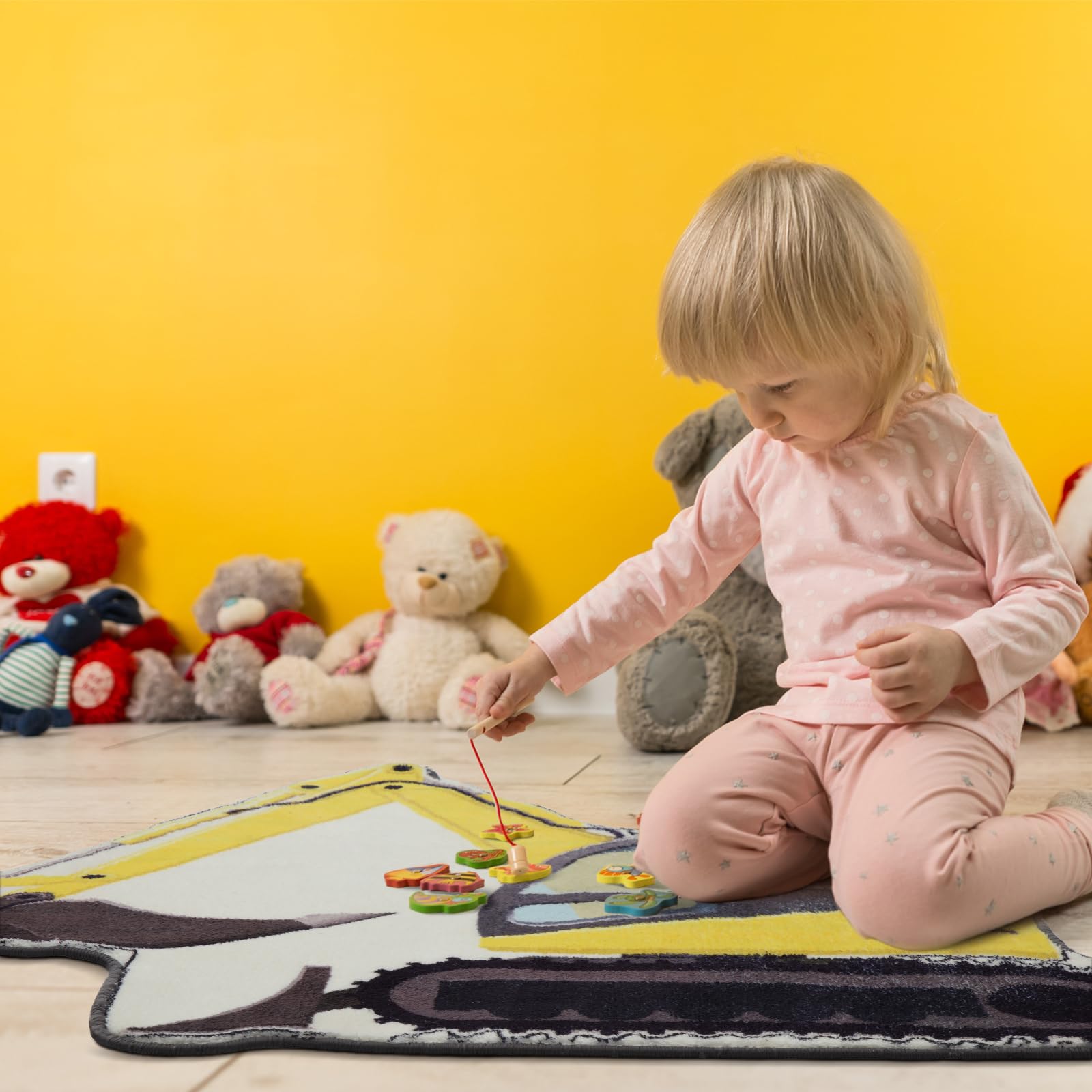 Tinideya Excavator Bedroom Rug soft texture supports feet after bath or nap time.