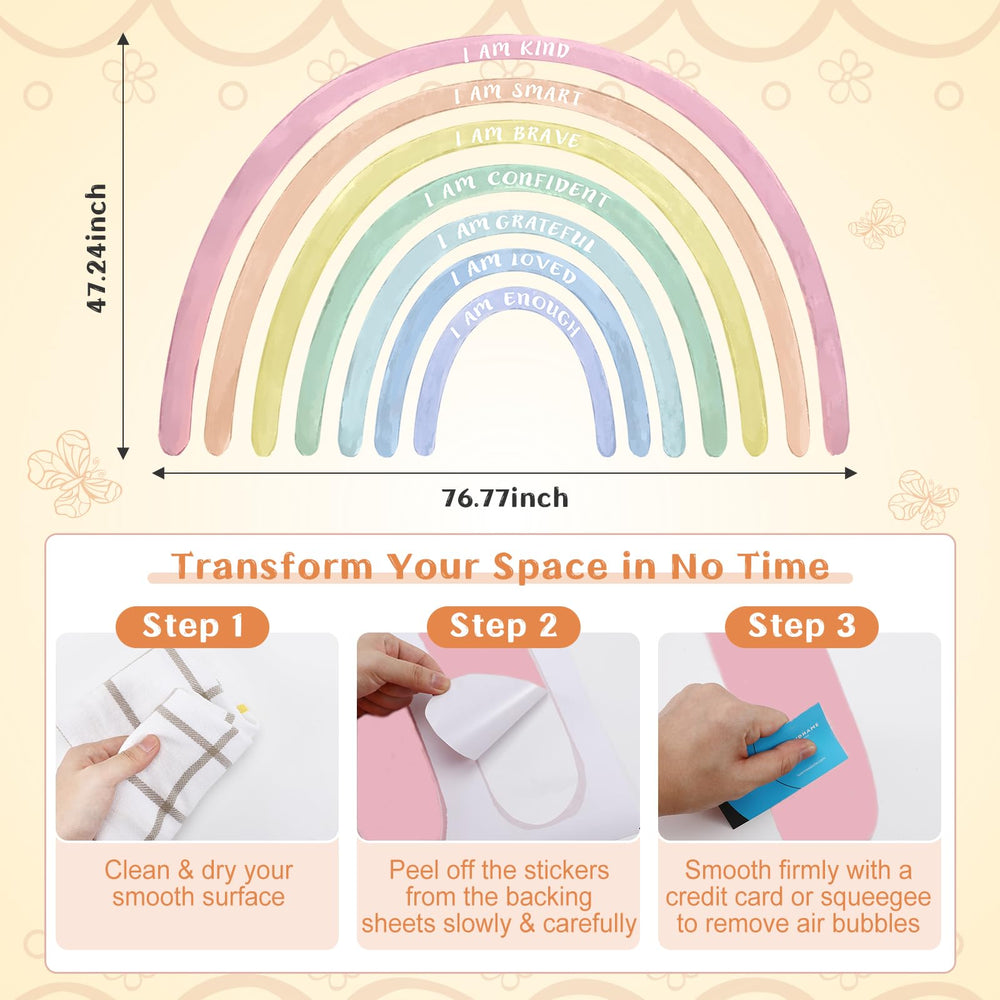 Tinideya rainbow wall decal easy peel-and-stick installation for quick updates.