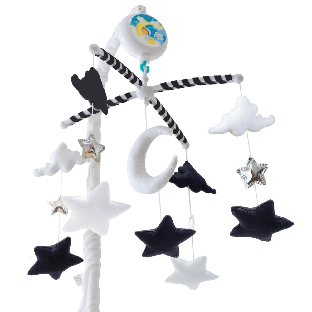 TINITIGIES Starry Night Mobile cloud view supports gentle visual tracking for babies.