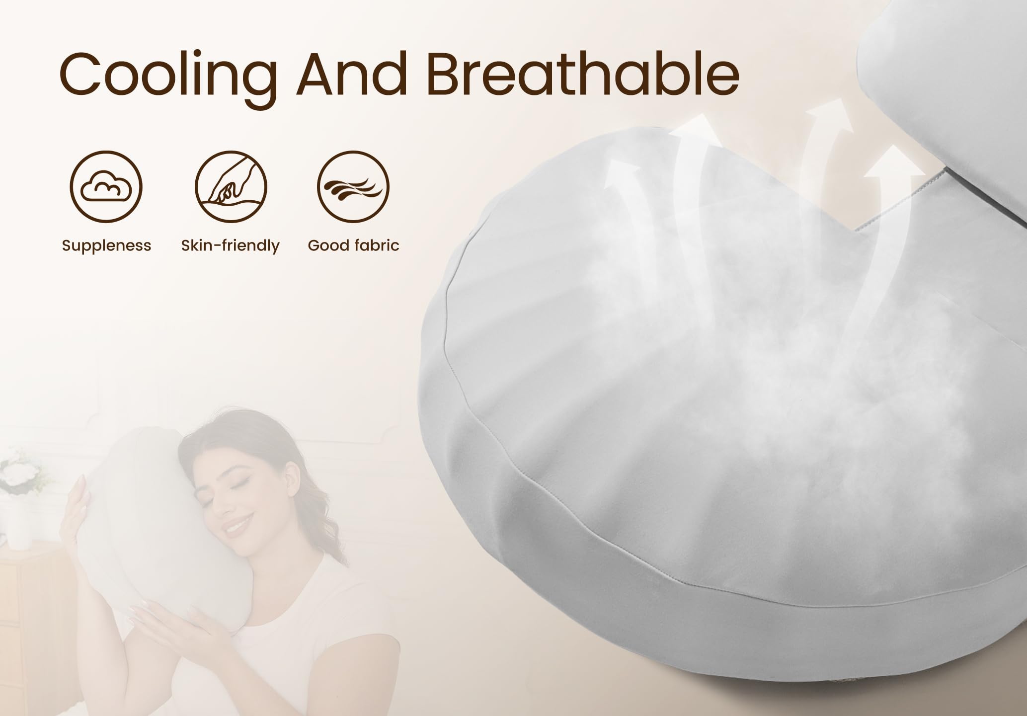 Tinkerz pregnancy-pillow-breathable-cover highlights mesh-side ventilation for airflow