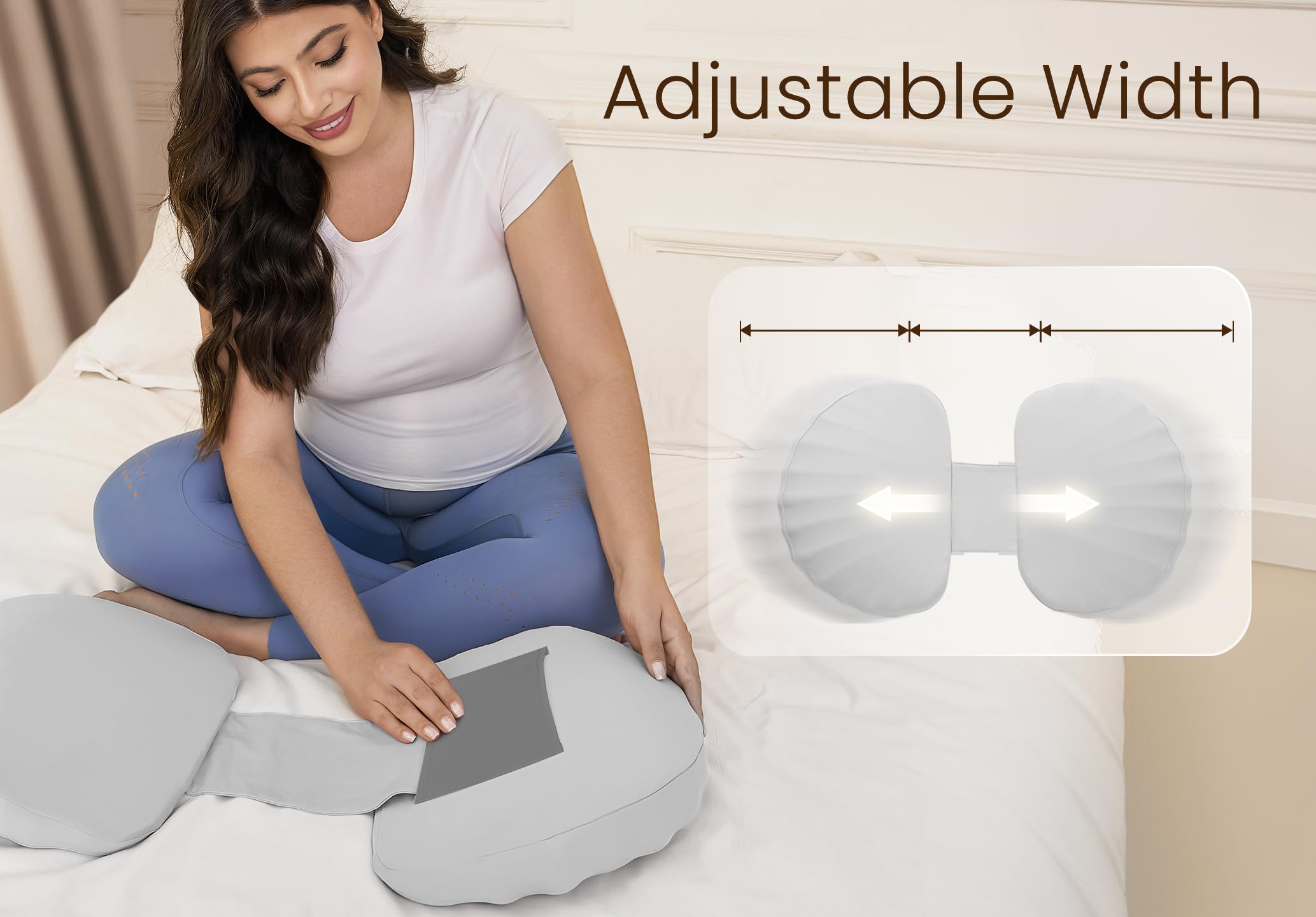 Tinkerz pregnancy-pillow-in-bed-use shows versatile support for belly, back, and hips