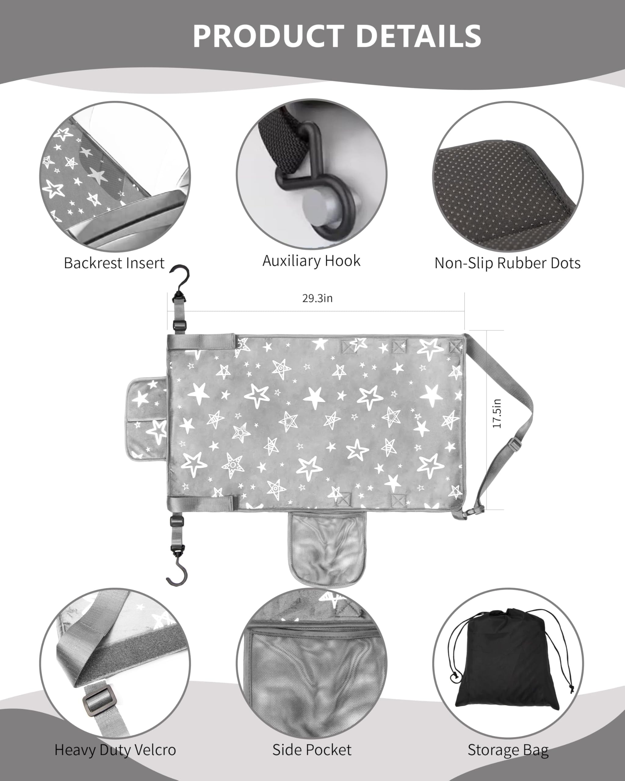 TinlyFinly airplane bed anti-slip pads help prevent shifting on busy flight seats
