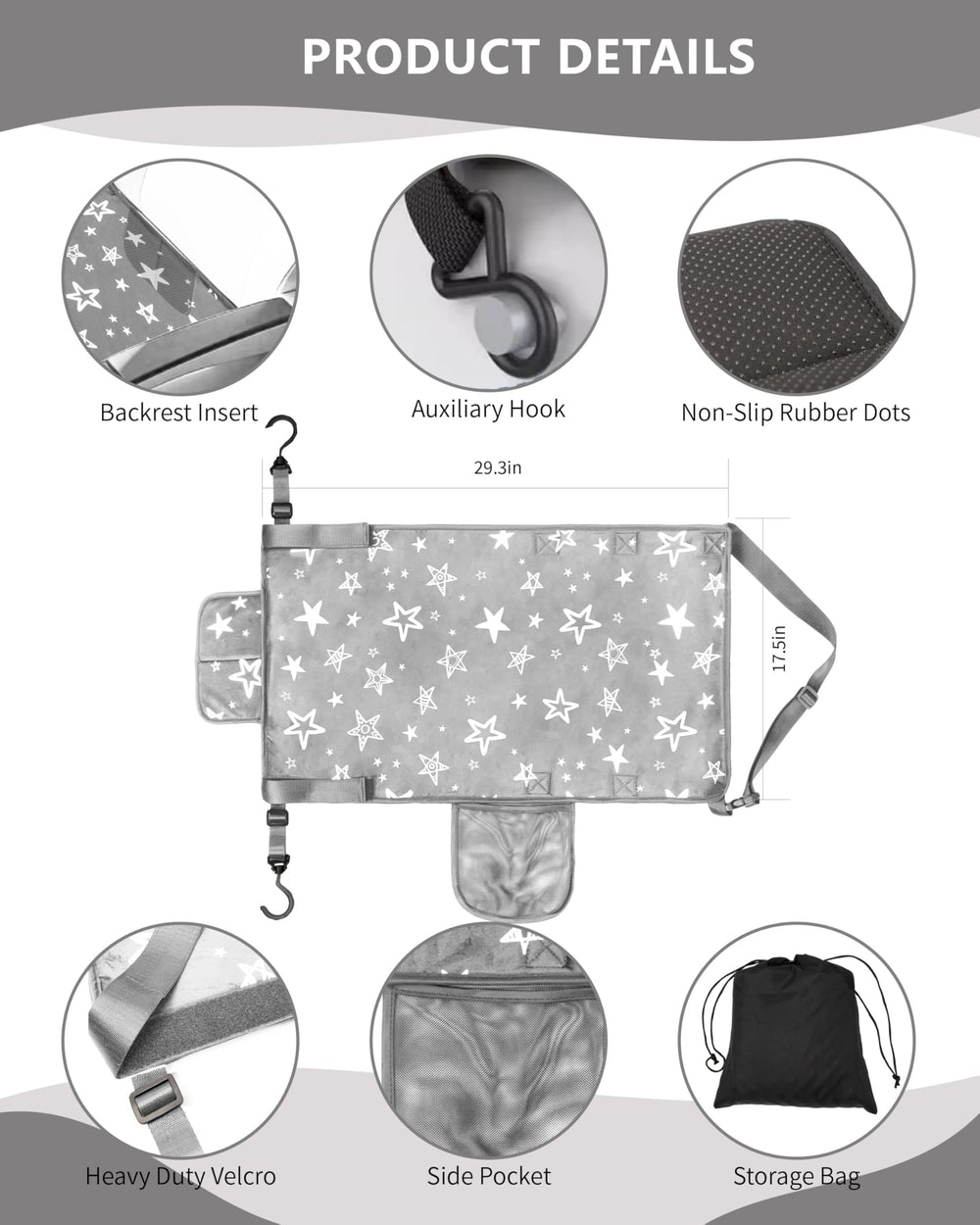 TinlyFinly airplane bed anti-slip pads help prevent shifting on busy flight seats