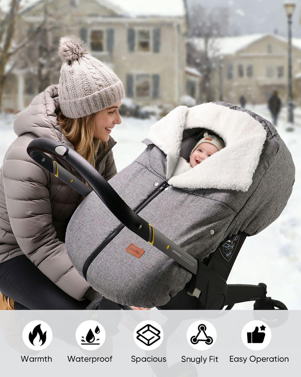 TinlyFinly easy-access center zipper demonstrates quick temperature control.