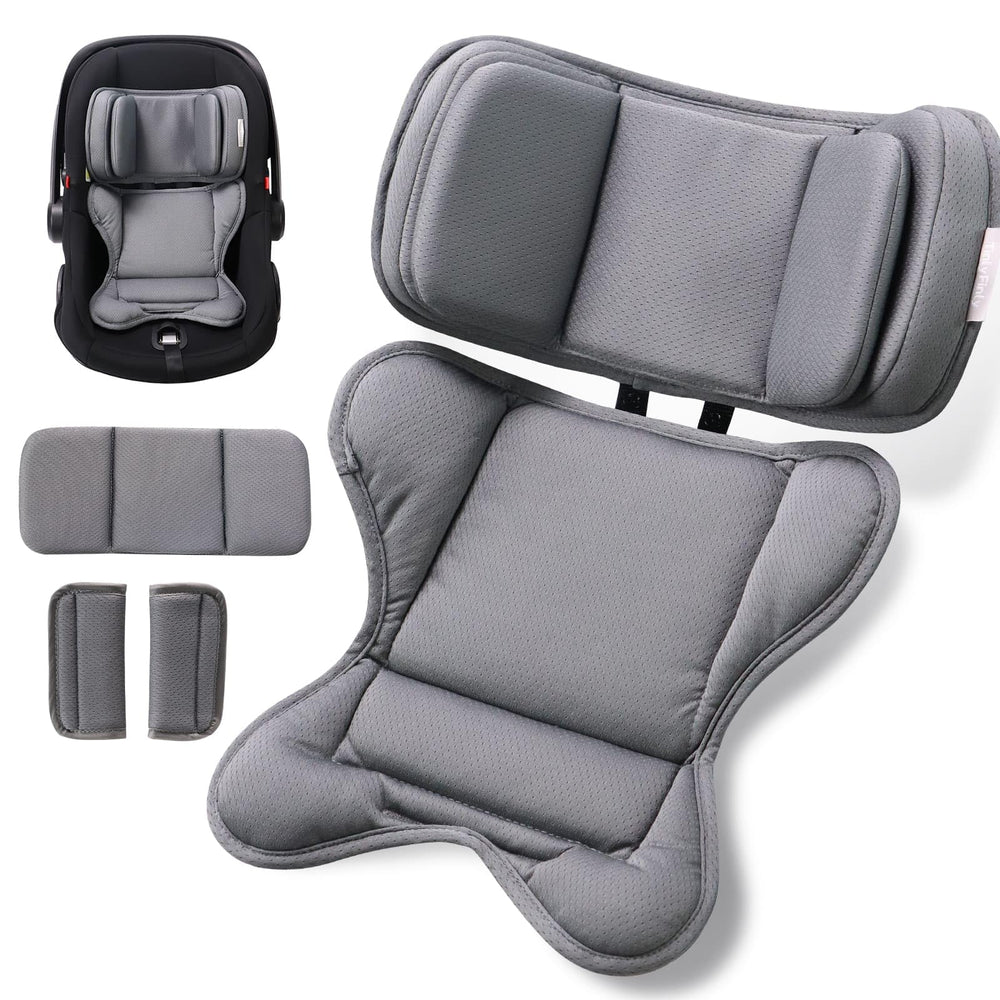 TinlyFinly infant insert softness-foam demonstrates enhanced comfort and shape retention for car rides.