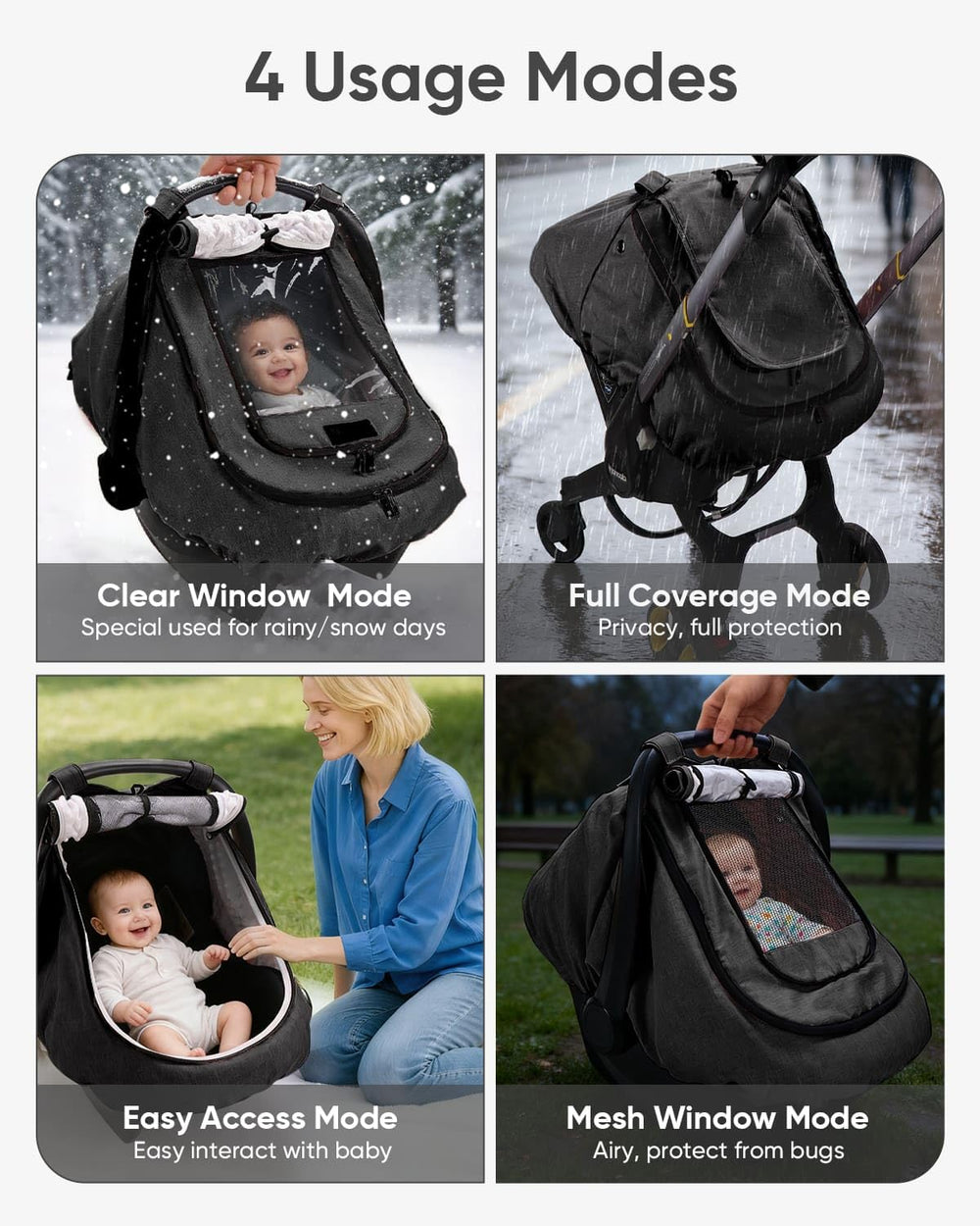 TinlyFinly breathable mesh panel promotes airflow for baby comfort.
