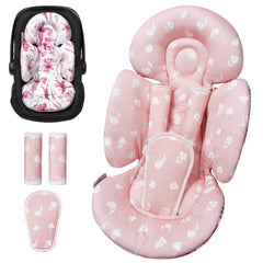 TinlyFinly newborn car seat insert pink floral plush side for warm, cozy seating