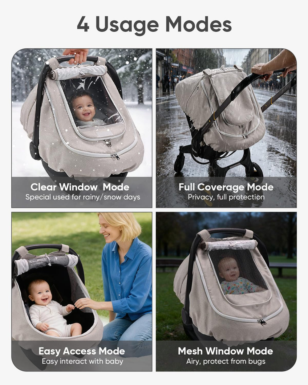 TinlyFinly mesh ventilation mode keeps air flowing while baby naps in a sheltered seat.