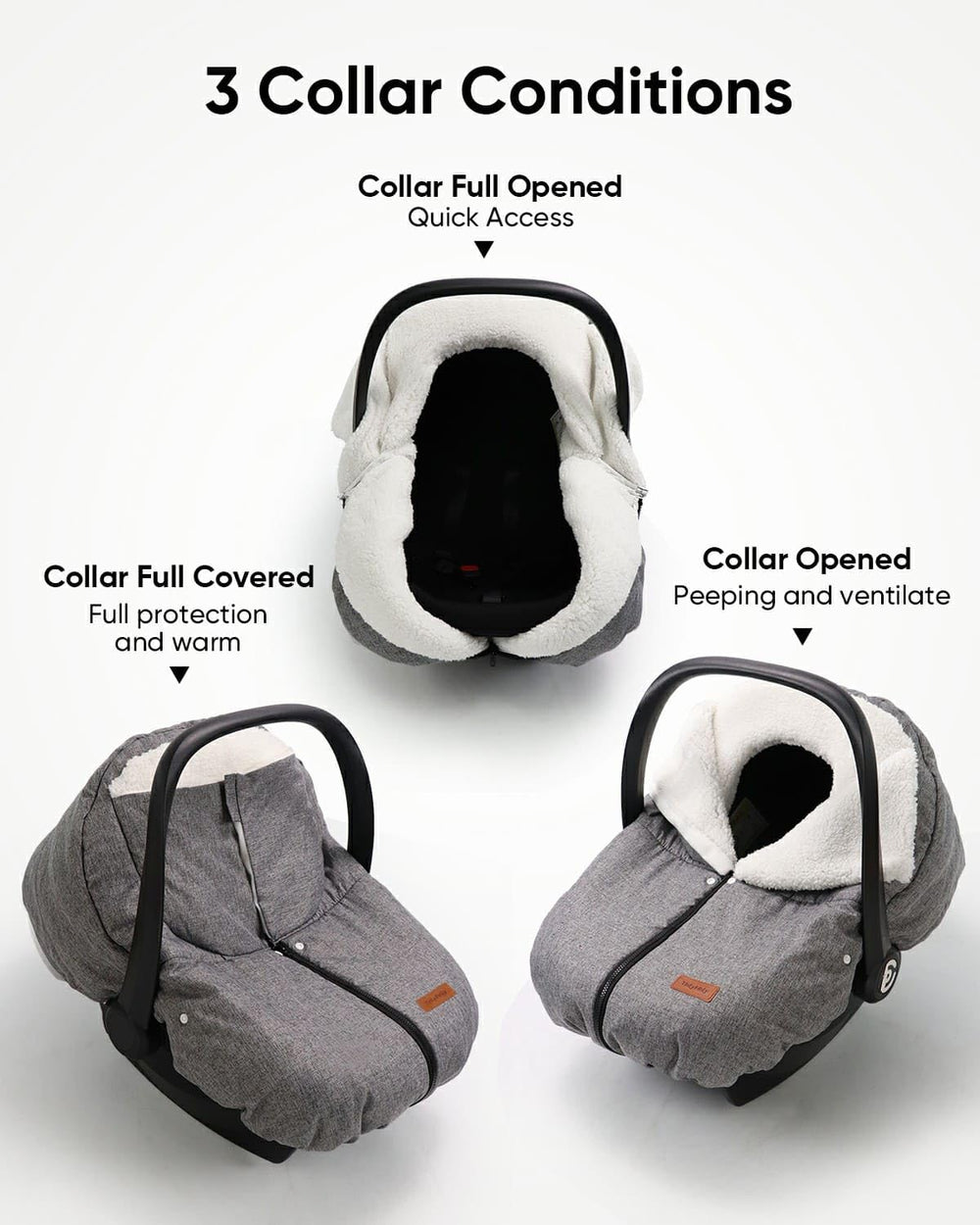 TinlyFinly waterproof fabric exterior closeup emphasizes rain and snow resistance.