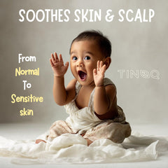TINOQ chamomile soap bar promotes calm bath time for babies and toddlers.