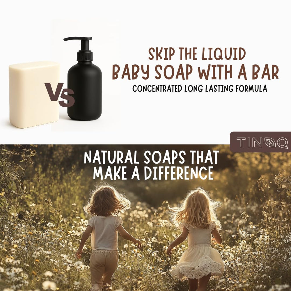 TINOQ bath-time with baby-bar highlights convenient, unscented cleansing during daily routines.