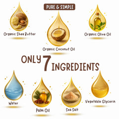 TINOQ ingredients coconut-oil-shea-butter-olive-oil showcases nourishing, non-irritating cleansing for sensitive skin.
