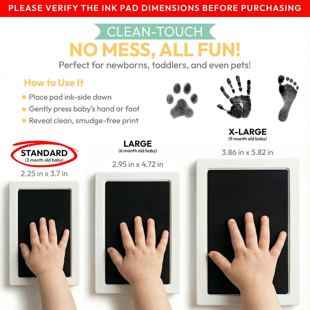 Tiny Gifts Clean Touch handprint setup captures high-detail prints without skin contact.