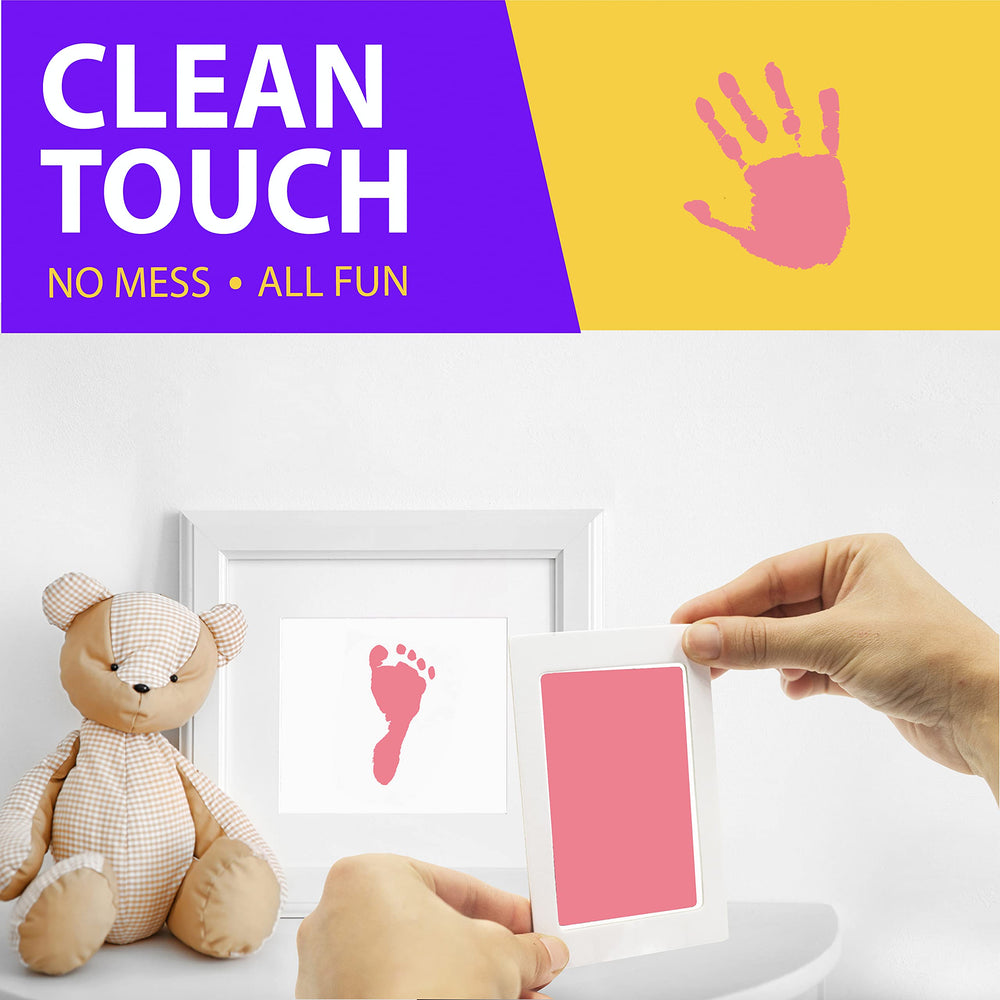 Tiny Gifts safety-first inkpad demonstrates inkless imprinting for babies.
