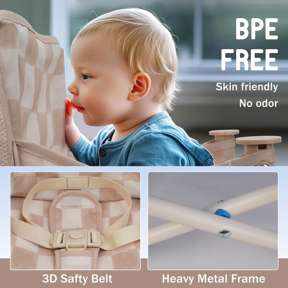 Tiny Marvels baby chair with tray demonstrates easy mealtime clearance and play