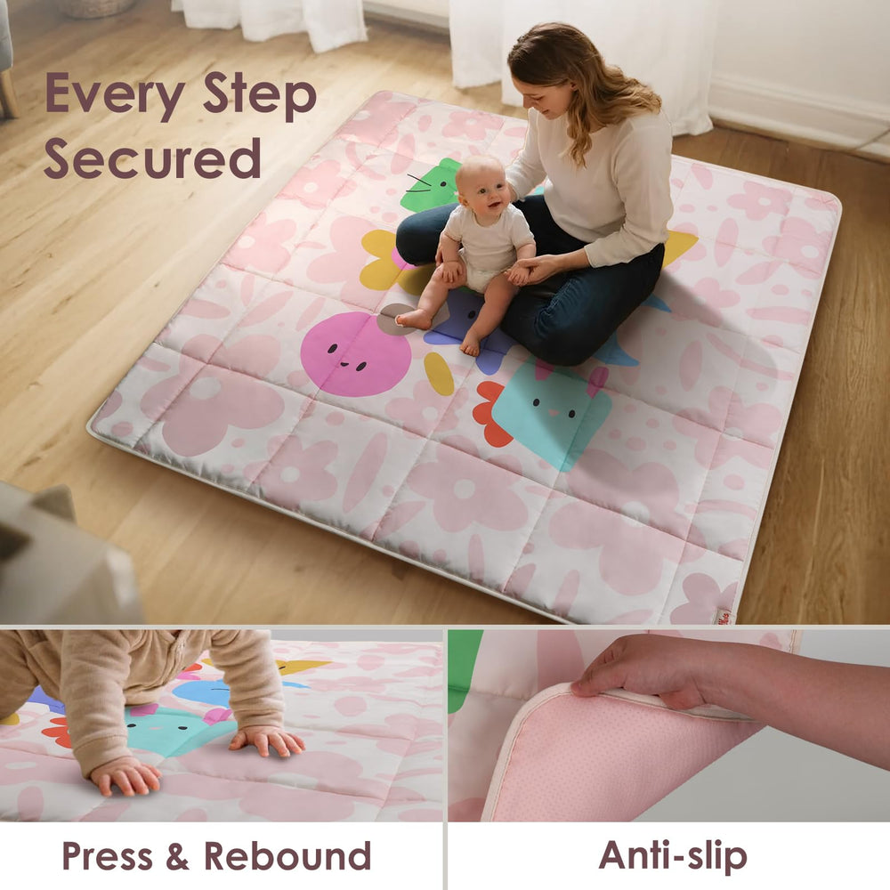 Tiny Marvels anti-slip bottom close-up showing slip-resistant surface for safe crawling.