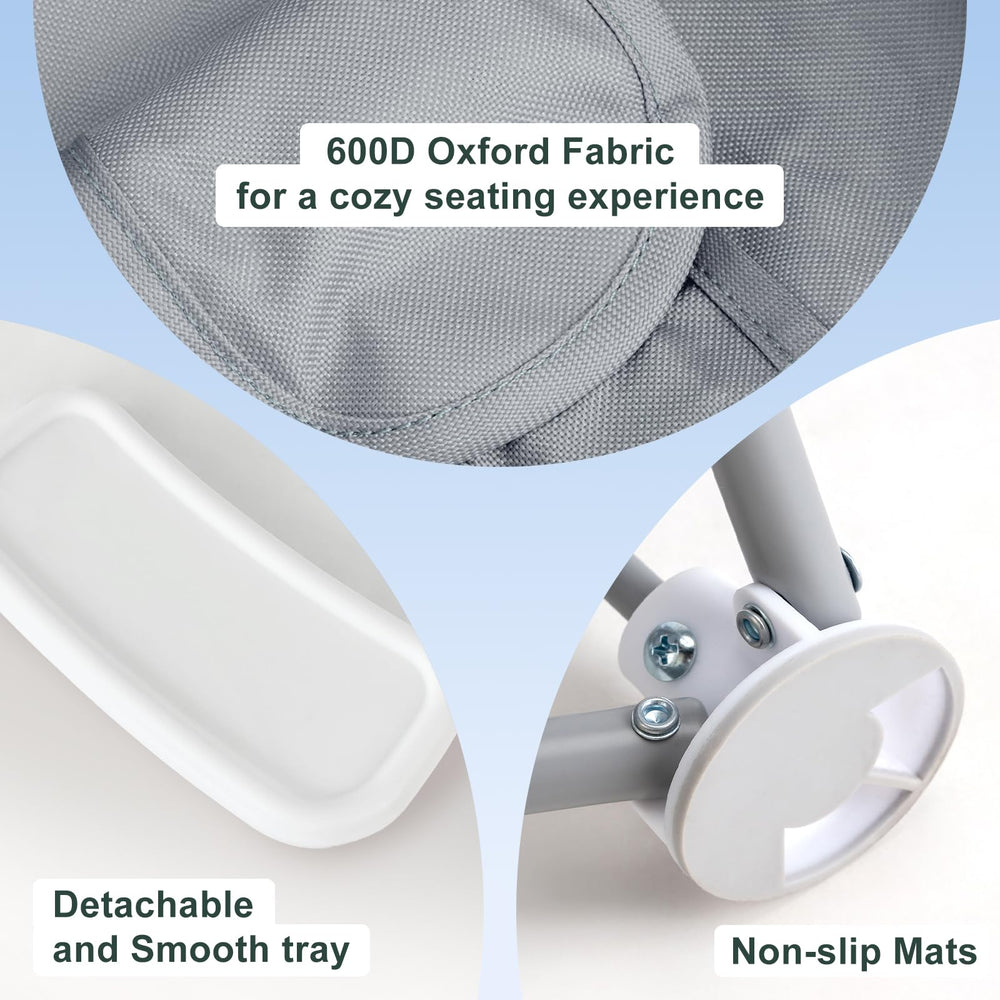 Tiny Marvels baby seat with removable tray for easy feeding and play.