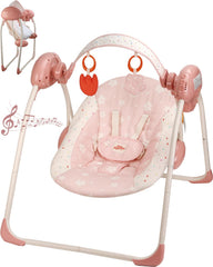 Tiny Marvels baby swing in blush bloom in-use provides soothing calm for infant