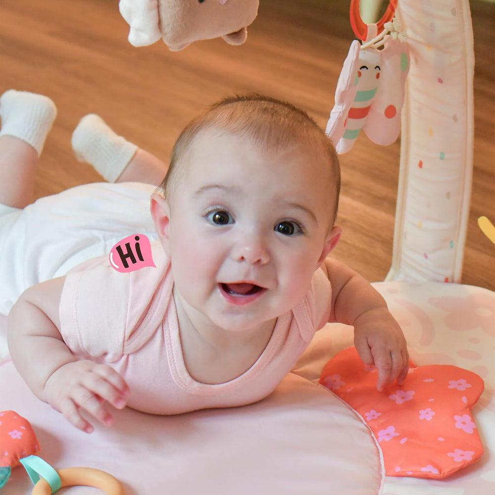 Tiny Marvels butterfly peekaboo panel inviting baby to interact and smile