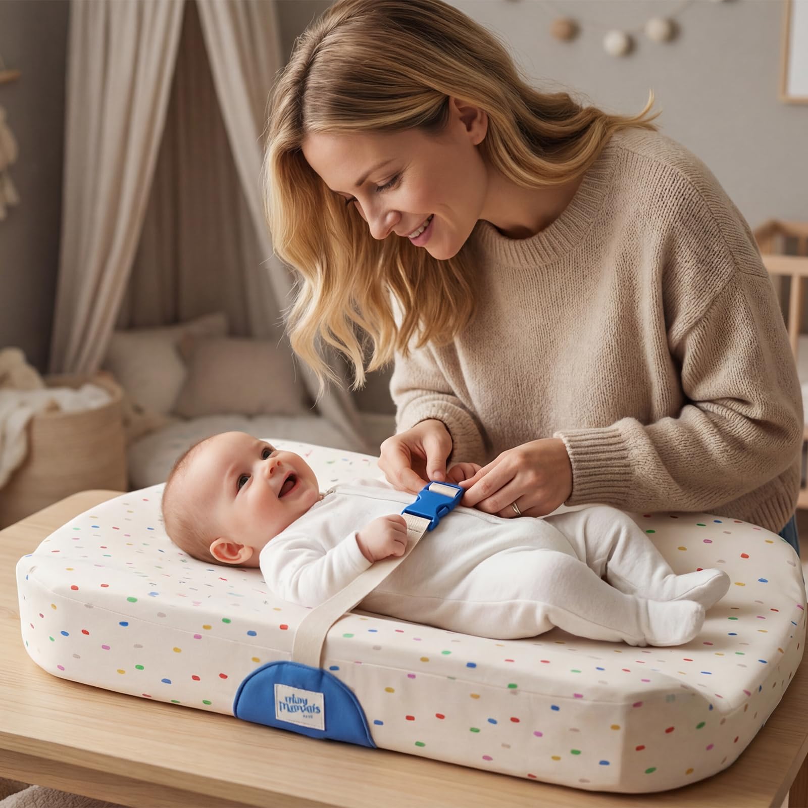 Tiny Marvels changing pad with contoured sides for secure containment