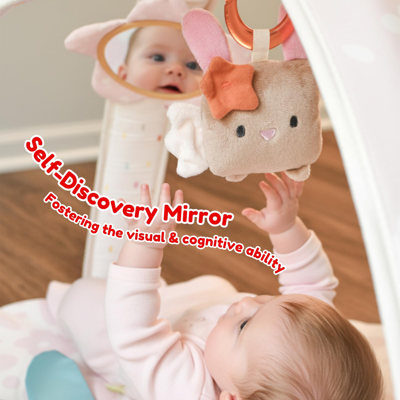 Tiny Marvels kitty toy squeaker providing playful sound cues during reach and grab