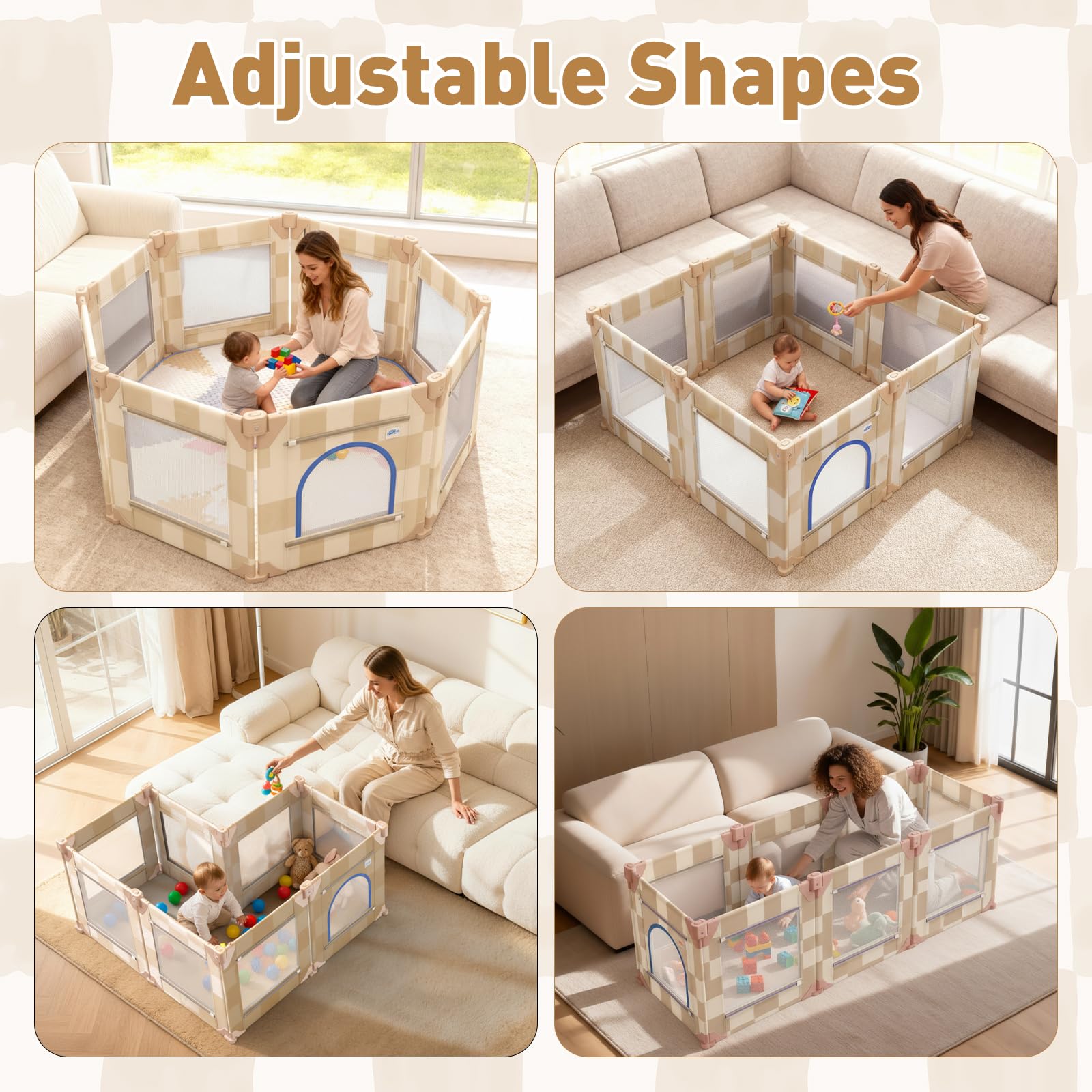 Tiny Marvels playpen 360-vision mesh highlights breathable panels for easy supervision.