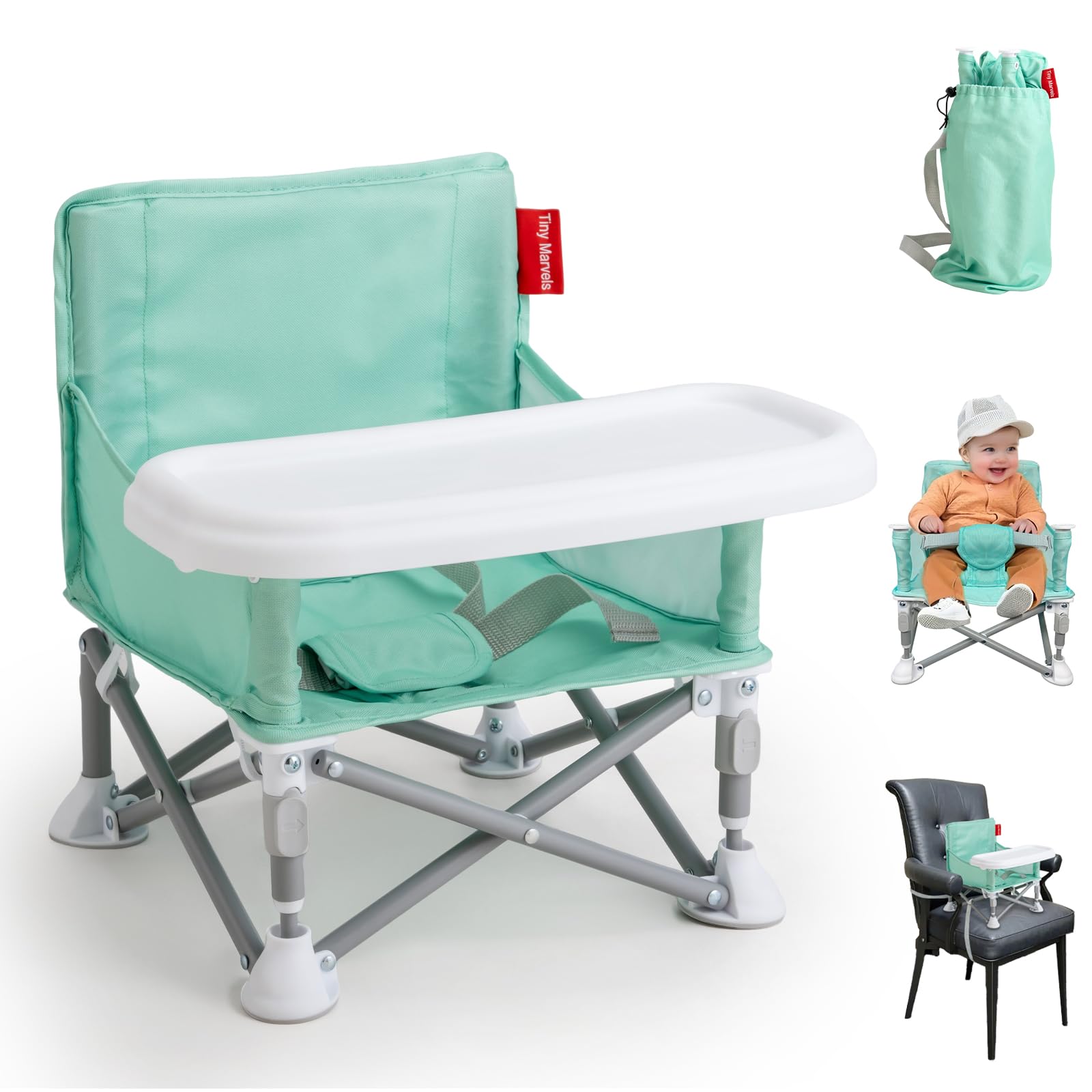 Tiny Marvels portable 3-in-1 chair folded for easy travel and storage.