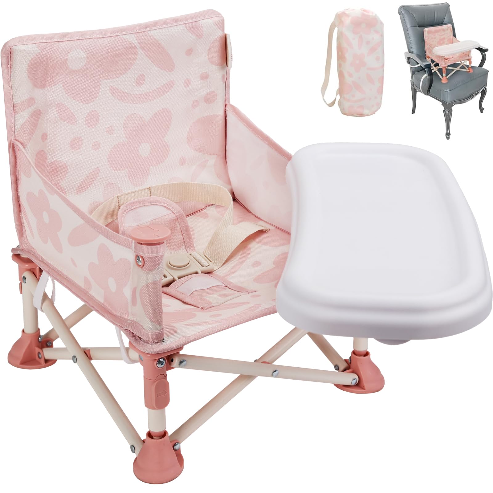 Tiny Marvels portable 3-in-1 baby chair folded for easy travel and storage