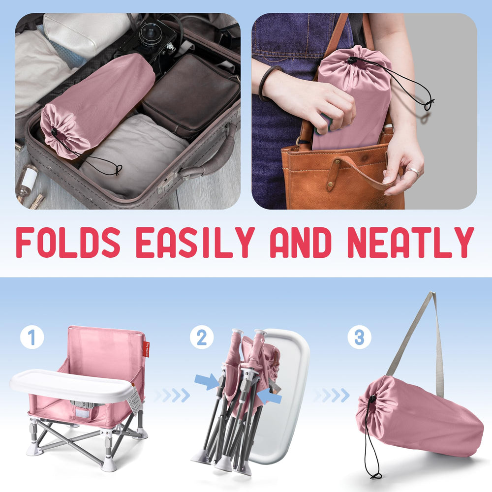 Tiny Marvels portable 3-in-1 baby chair non-slip feet keep seat stable.