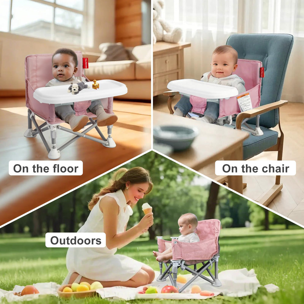 Tiny Marvels portable 3-in-1 baby chair sturdy frame supports growing toddlers.