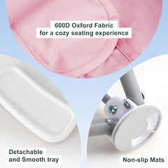 Tiny Marvels portable 3-in-1 baby chair tray-removable for easy feeding.
