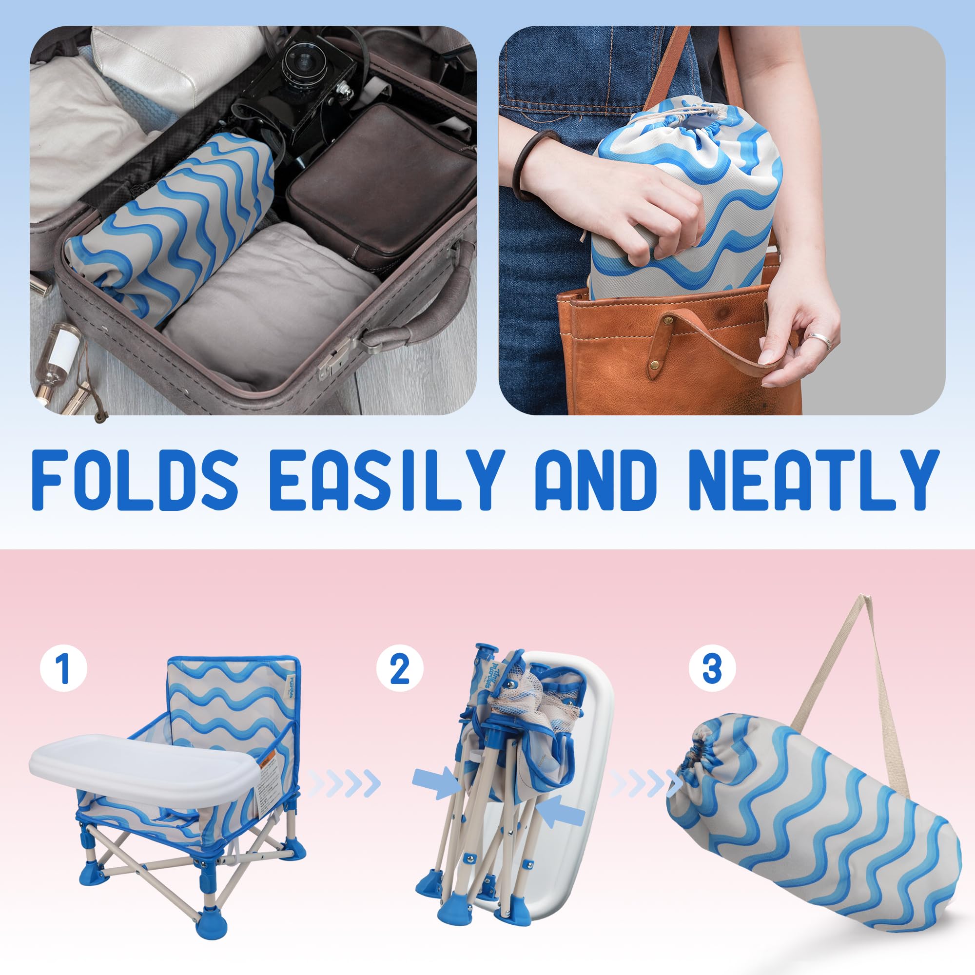 Tiny Marvels portable 3in1 chair non-slip feet prevent slips during meals